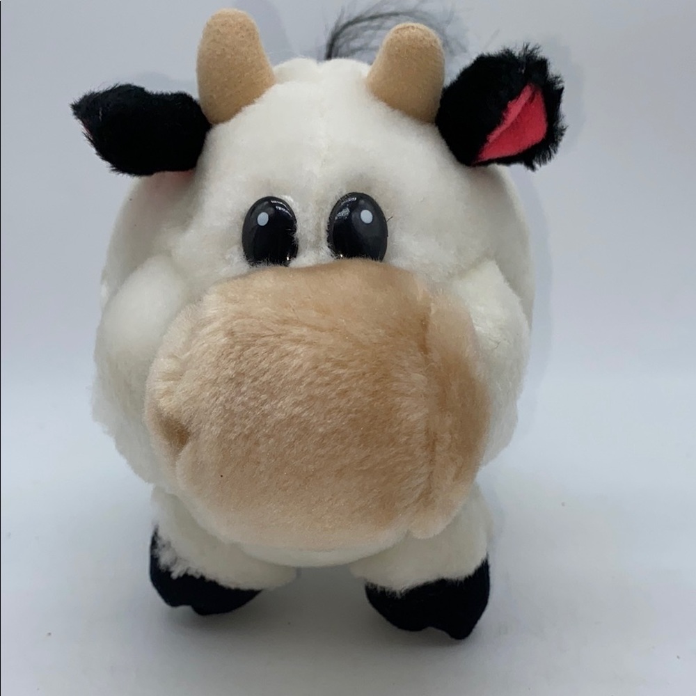 Great American Toy Plush Stuffed Animal Cow 5.5” White Black Farm